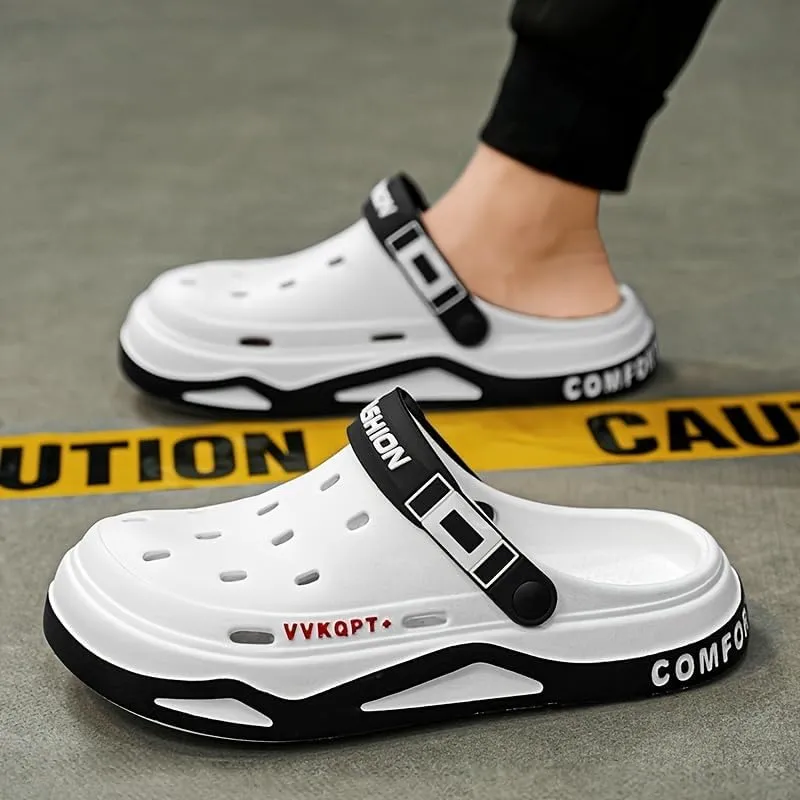 Men's Fashion EVA Slides, Casual Slip-On Clogs with Graphic Pattern, Comfortable Outdoor Sports Sandals with Soft Sole, Breathable EVA Insole and Inner Material