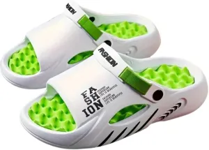 Men'S Fashionable EVA Beach Sandals, Breathable And Lightweight Convenient Slip-on Shoes, Casual Street Style For All Seasons, Monochrome Outdoor Vacation Shoes, Round Toe Design