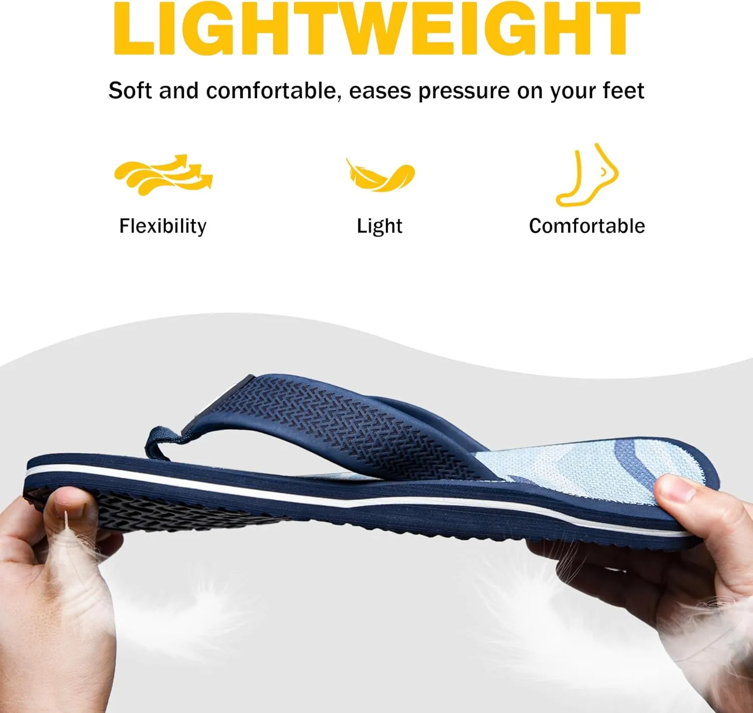 Men's Flip Flops & Sandals with Arch Support - Non-Slip Textured Sole,Waterproof for Beach