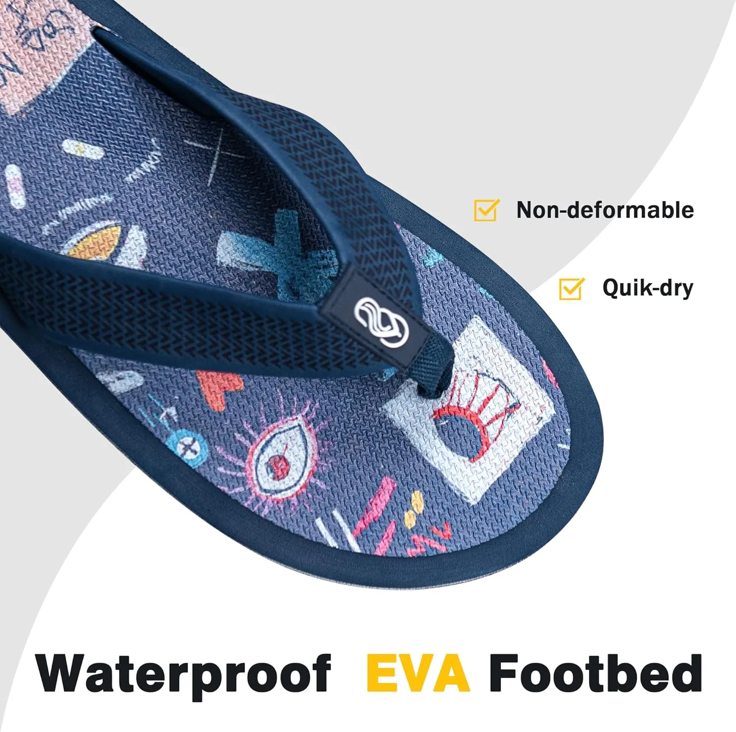 Men's Flip Flops & Sandals with Arch Support - Non-Slip Textured Sole,Waterproof for Beach