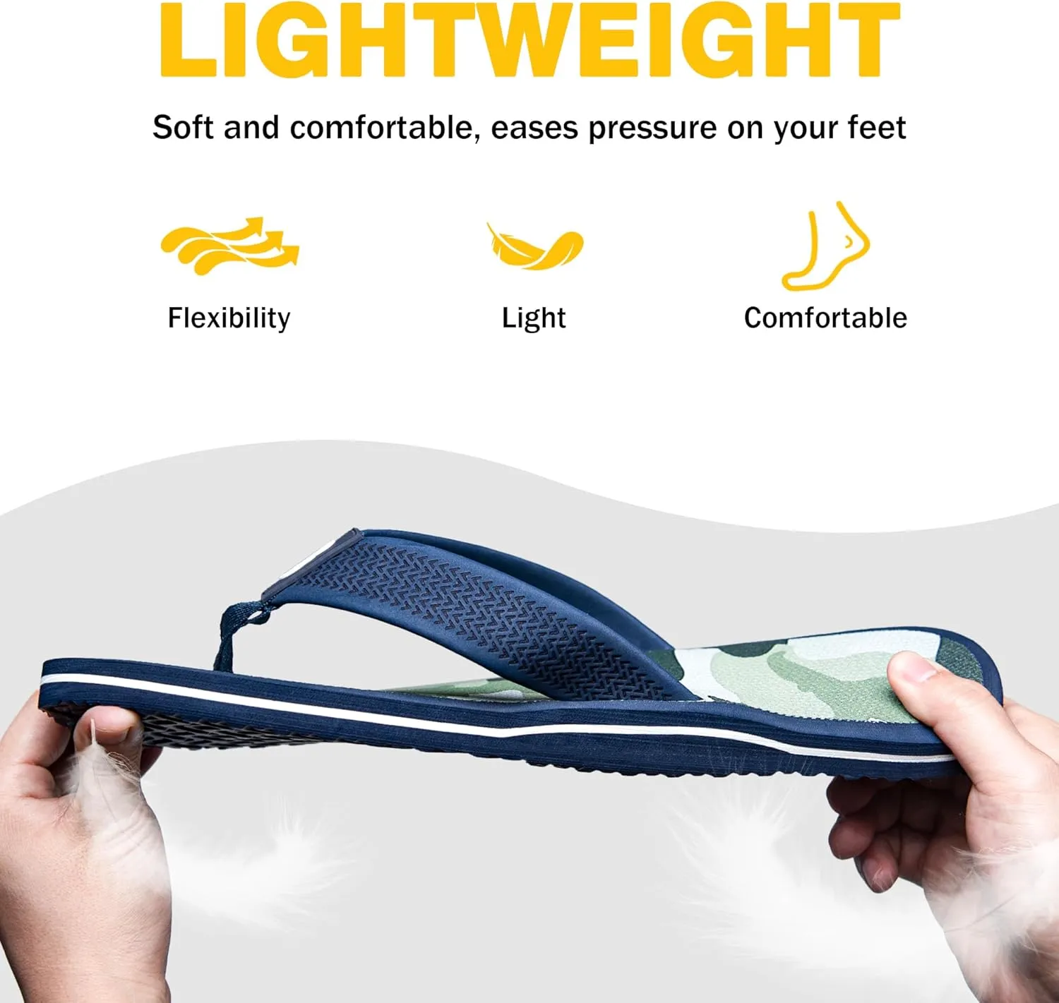 Men's Flip Flops & Sandals with Arch Support - Non-Slip Textured Sole,Waterproof for Beach