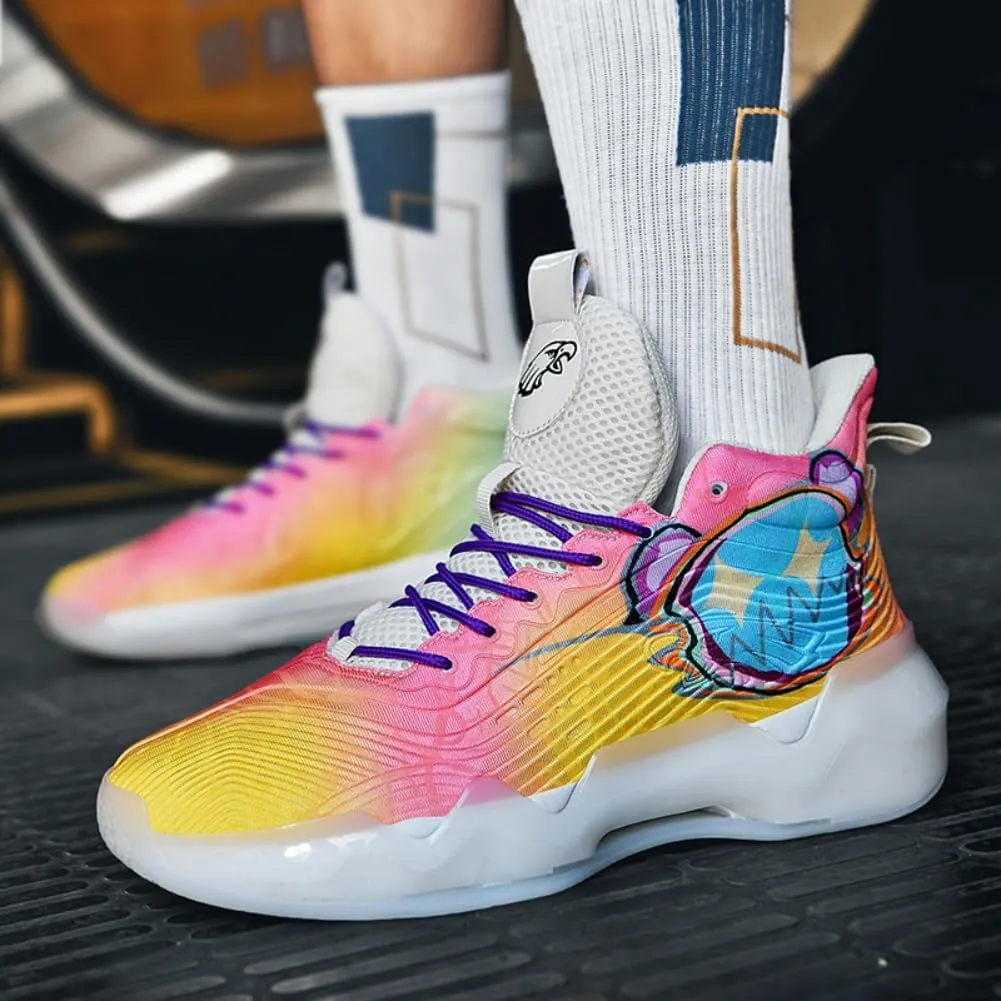 Men's High-Top Basketball Sneakers - Lightweight Athletic Sneakers for Streetball Volleyball & Fitness Training Breathable Non-Slip Sport Shoe for Men Women