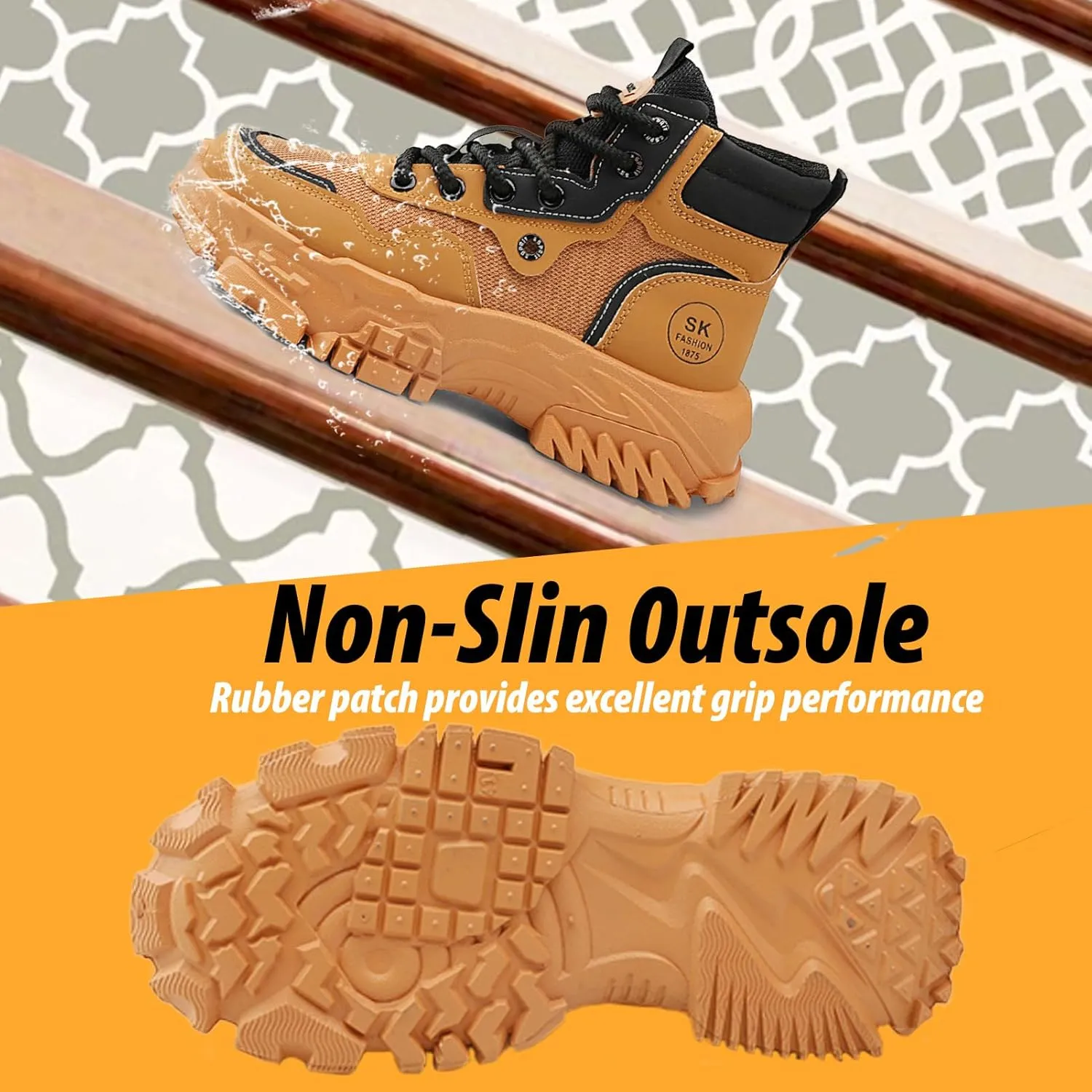 Men's High Top Fashion Sneakers Casual Athletic Walking Shoes Chunky Sneakers Breathable Non-Slip Hiking Boots for Men