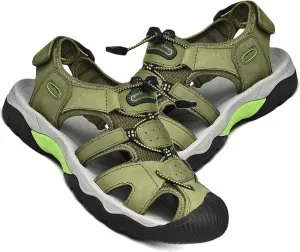 Mens Hiking Sandals Closed Toe Walking Sandals Adjustable Sports Outdoor Trekking Sandals Summer Waterproof Beach Shoes