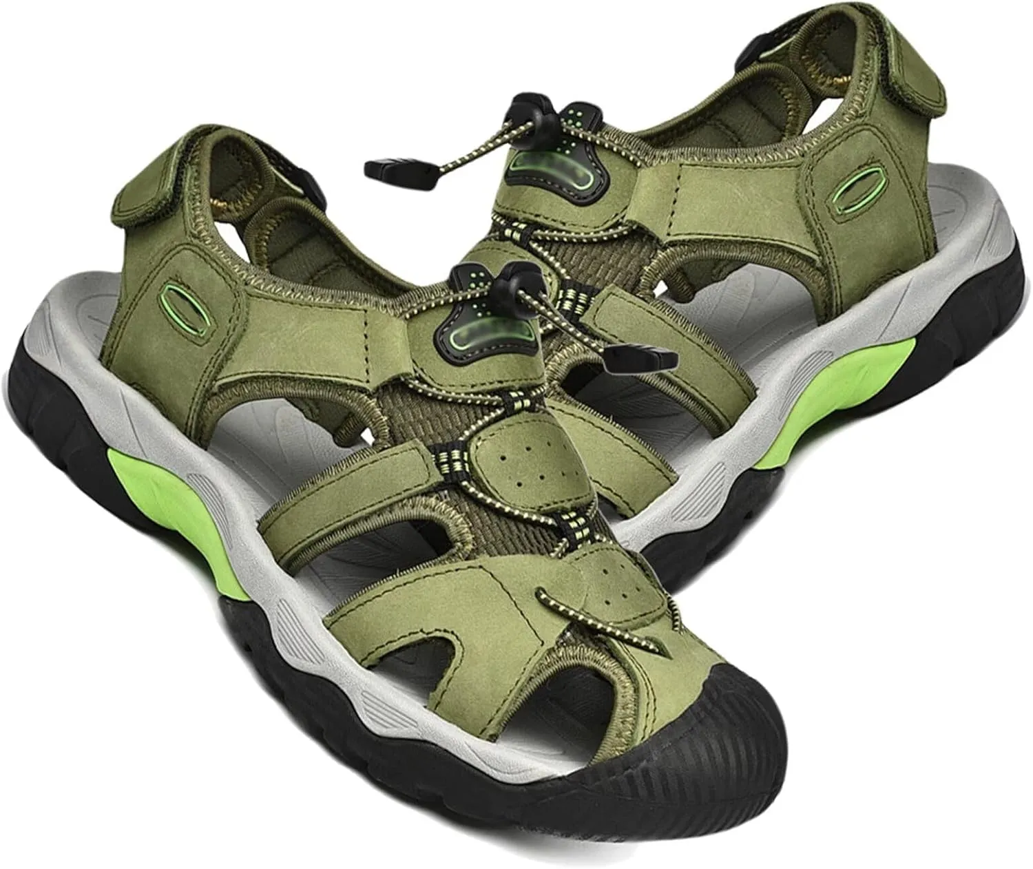 Mens Hiking Sandals Closed Toe Walking Sandals Adjustable Sports Outdoor Trekking Sandals Summer Waterproof Beach Shoes