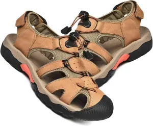 Mens Hiking Sandals Closed Toe Walking Sandals Adjustable Sports Outdoor Trekking Sandals Summer Waterproof Beach Shoes