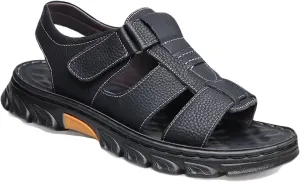 Mens Leather Sports Sandals Breathable Outdoor Walking Shoes Summer Beach Sandals for Hiking Trekking