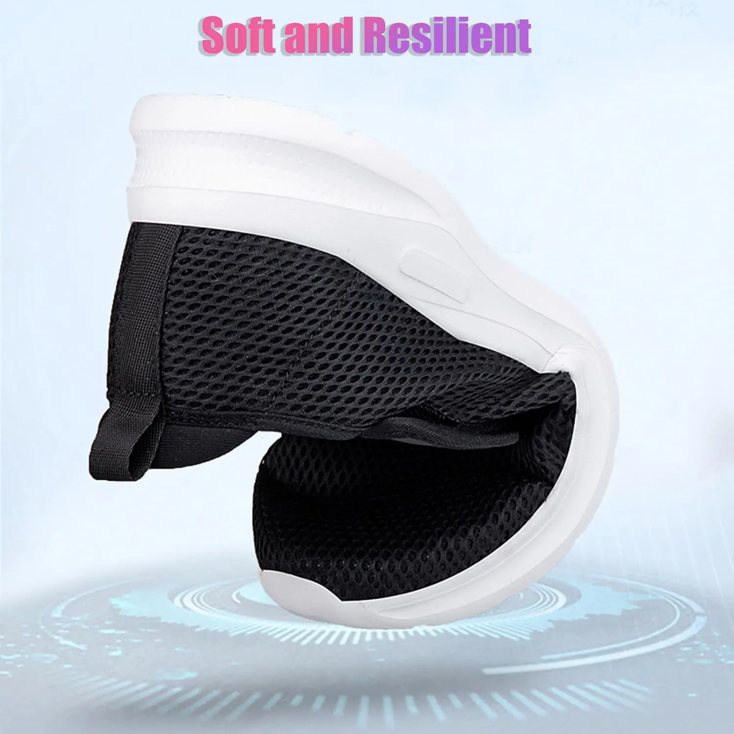 Men's Mesh Hollow Casual Athletic Walking Shoes with Hook and Loop Comfort Round Toe Soft Sole Gym Sneakers Ultralight Breathable Shock Absorbing Running Shoes