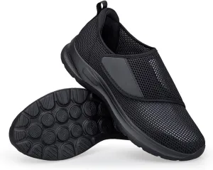 Men's Mesh Hollow Casual Athletic Walking Shoes with Hook and Loop Comfort Round Toe Soft Sole Gym Sneakers Ultralight Breathable Shock Absorbing Running Shoes