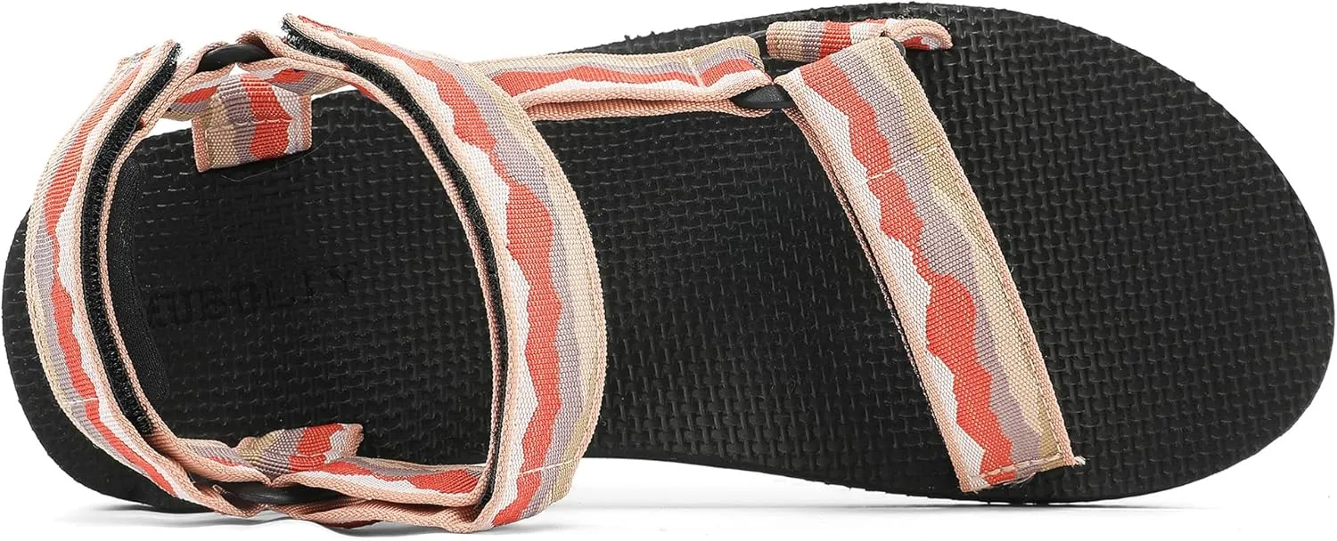 Men's Original Mesh Graphic Print Flat Sandals with Arch Support, Adjustable Hook & Loop Strap, Open Toe, Casual, Outdoor, Walking