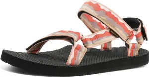 Men's Original Mesh Graphic Print Flat Sandals with Arch Support, Adjustable Hook & Loop Strap, Open Toe, Casual, Outdoor, Walking