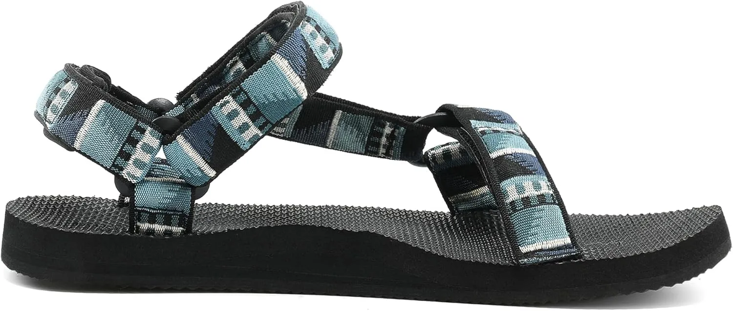 Men's Original Mesh Graphic Print Flat Sandals with Arch Support, Adjustable Hook & Loop Strap, Open Toe, Casual, Outdoor, Walking