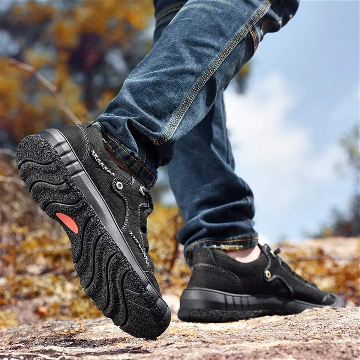 Men's Outdoor Walking Shoes High-Traction Grip Athletic Hiking Trekking Sneaker