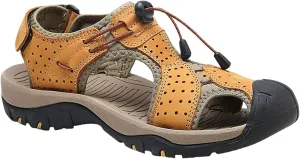 Men's Sandals Leather Closed Toe Beach Outdoor Summer Sport Hiking Sandals Size 6-11