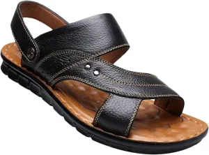 Mens Sport Beach Sandals Leather Hiking Sandals Outdoor Walking Sandals Men Water Shoes Slippers Summer