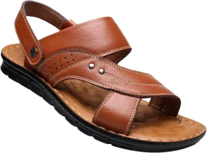 Mens Sport Beach Sandals Leather Hiking Sandals Outdoor Walking Sandals Men Water Shoes Slippers Summer