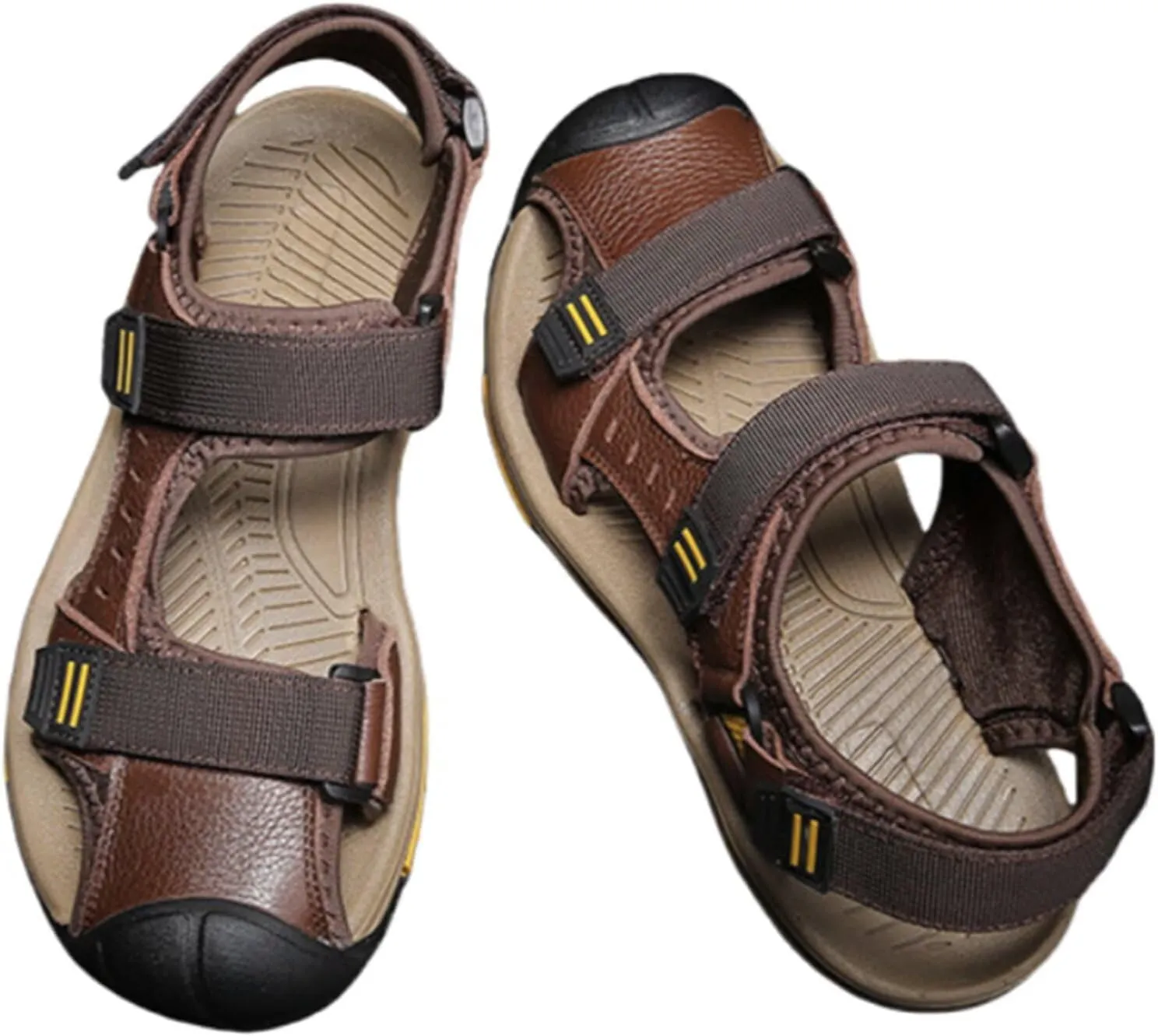 Men's Sport Sandals Outdoor Hiking Sandals Closed Toe Leather Athletic Walking Casual Water Shoes Summer Beach