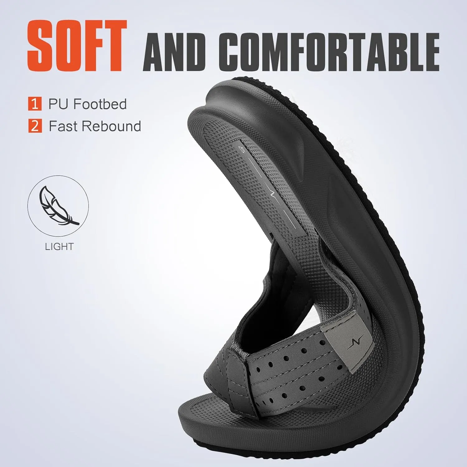 Men's Ultra Soft Cushion Flip Flops with Arch Support, Quick Dry Thong Sandals for Indoor & Outdoor Comfort
