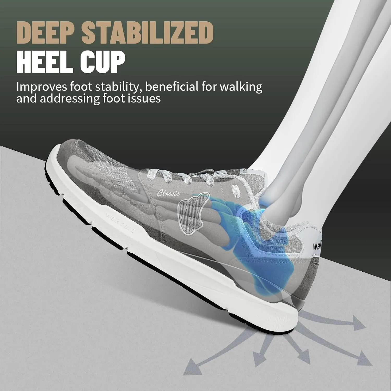 Mens Walking Shoes for Plantar Fasciitis Relief, Orthopedic Mens Sneakers with Arch Support, Breathable Mesh Non Slip Mens Shoes