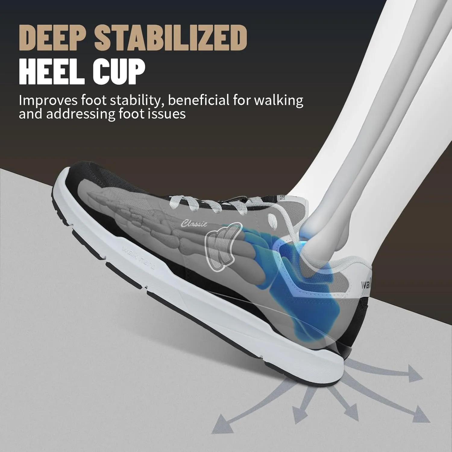 Mens Walking Shoes for Plantar Fasciitis Relief, Orthopedic Mens Sneakers with Arch Support, Breathable Mesh Non Slip Mens Shoes
