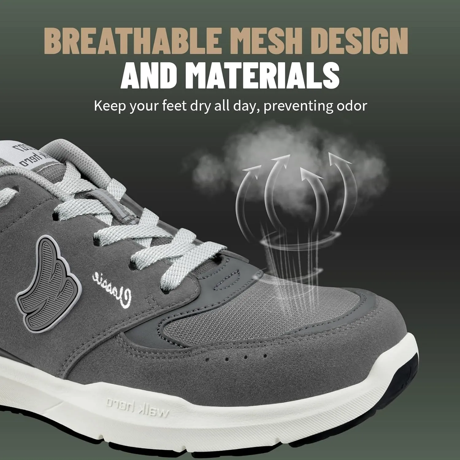 Mens Walking Shoes for Plantar Fasciitis Relief, Orthopedic Mens Sneakers with Arch Support, Breathable Mesh Non Slip Mens Shoes