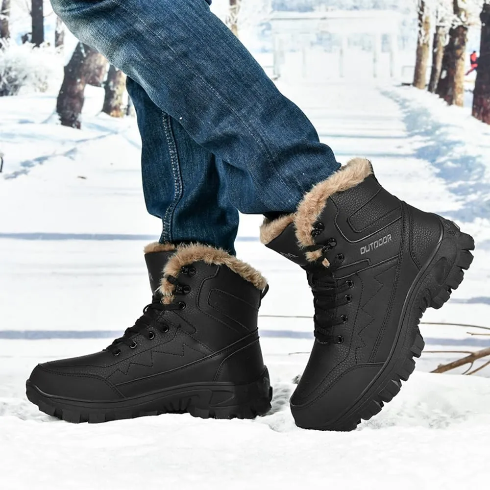 Men's Warm Snow Boots for Trekking: Comfort Winter Hiking Boots for Outdoor - Non Slip Cold Weather Shoes for Male