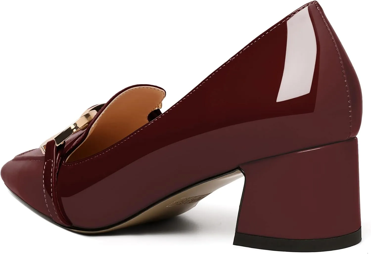 Mettesally Womens Square Toe Block Heels Mid Chunky Heel Loafer Pumps Slip On Chain Dress Comfortable Prom Shoes