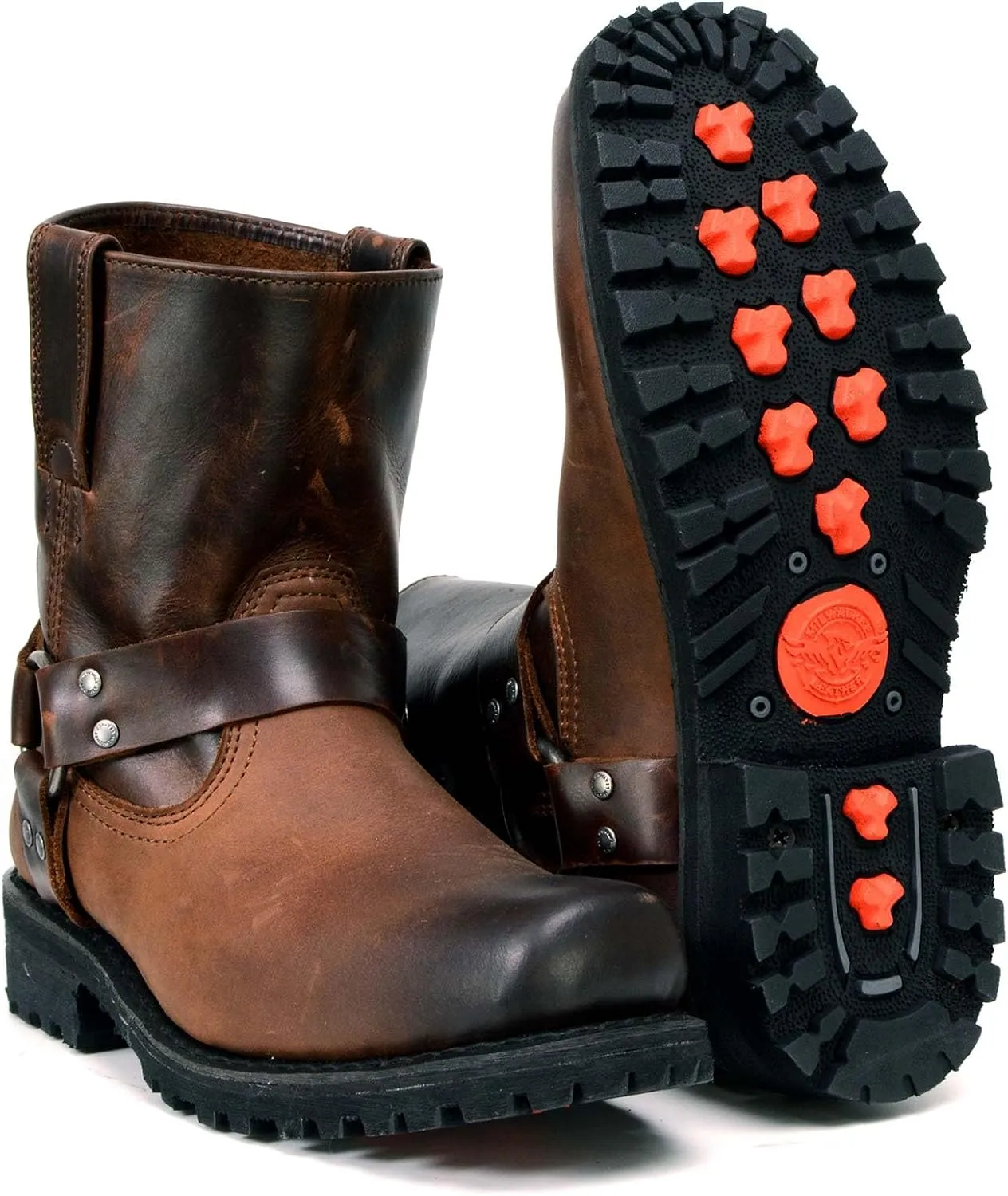 Milwaukee Leather Men's Classic Premium Leather Harness Motorcycle Boots Collection - 7.5