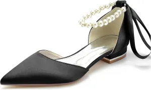 Minishion Womens Girls Occasion Flats Jeweled Beaded Wedding Evenihg Pumps Shoes with Ribbon BR243