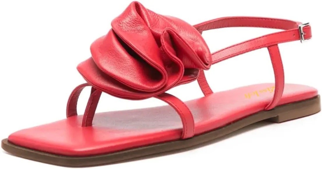 miss left Women Open Split Toe Floral Comfortable Flat Sandals Slingback Slip on Summer Beach Vacation Casual Walking Shoes Size 4-16 US