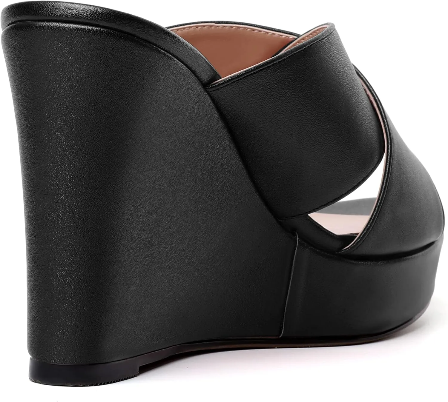 MODENCOCO Womens Open Toe Fashion Matte Slip On Platform Casual Wedge High Heel Heeled Dressy Sandals 4 Inch