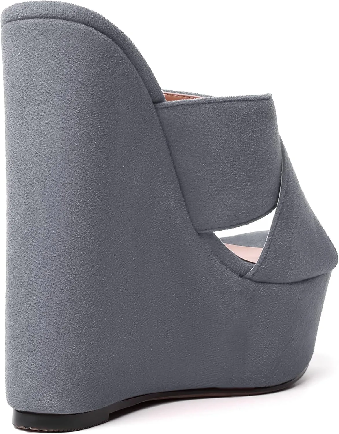 MODENCOCO Womens Platform Sexy Slip On Casual Open Toe Slide Suede Wedge High Heel Heeled Sandals 6 Inch