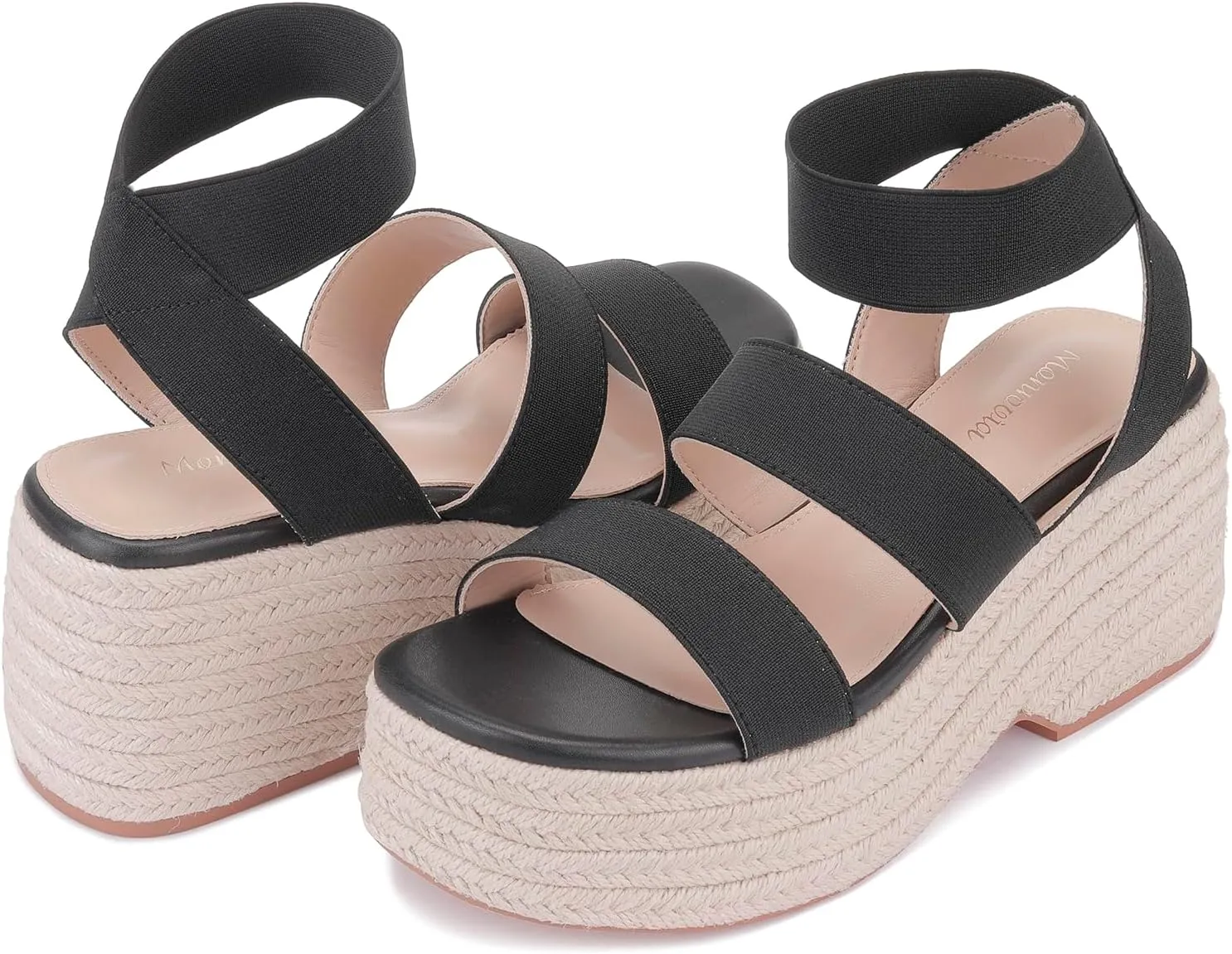 Monrovia Women's Platform Wedge Espadrille Sandals, Ankle Strap Beach Sandals