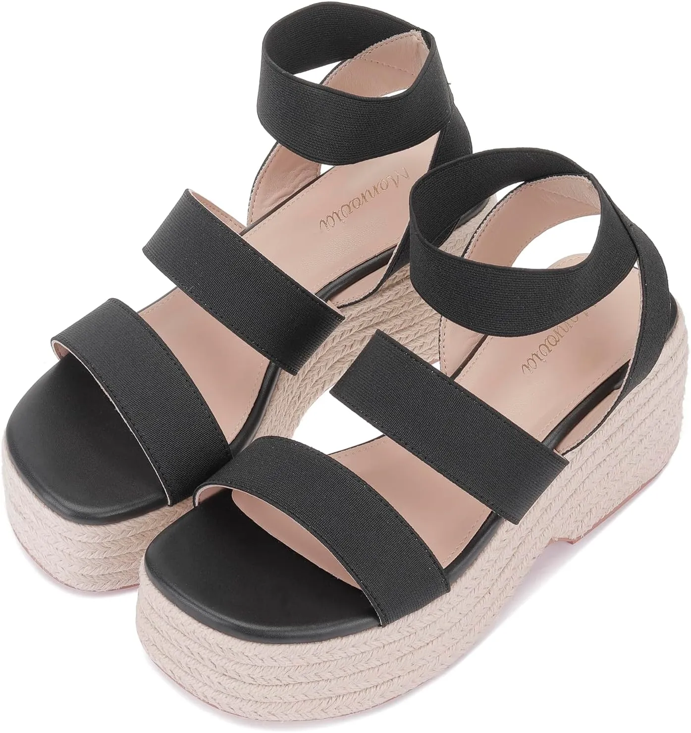 Monrovia Women's Platform Wedge Espadrille Sandals, Ankle Strap Beach Sandals