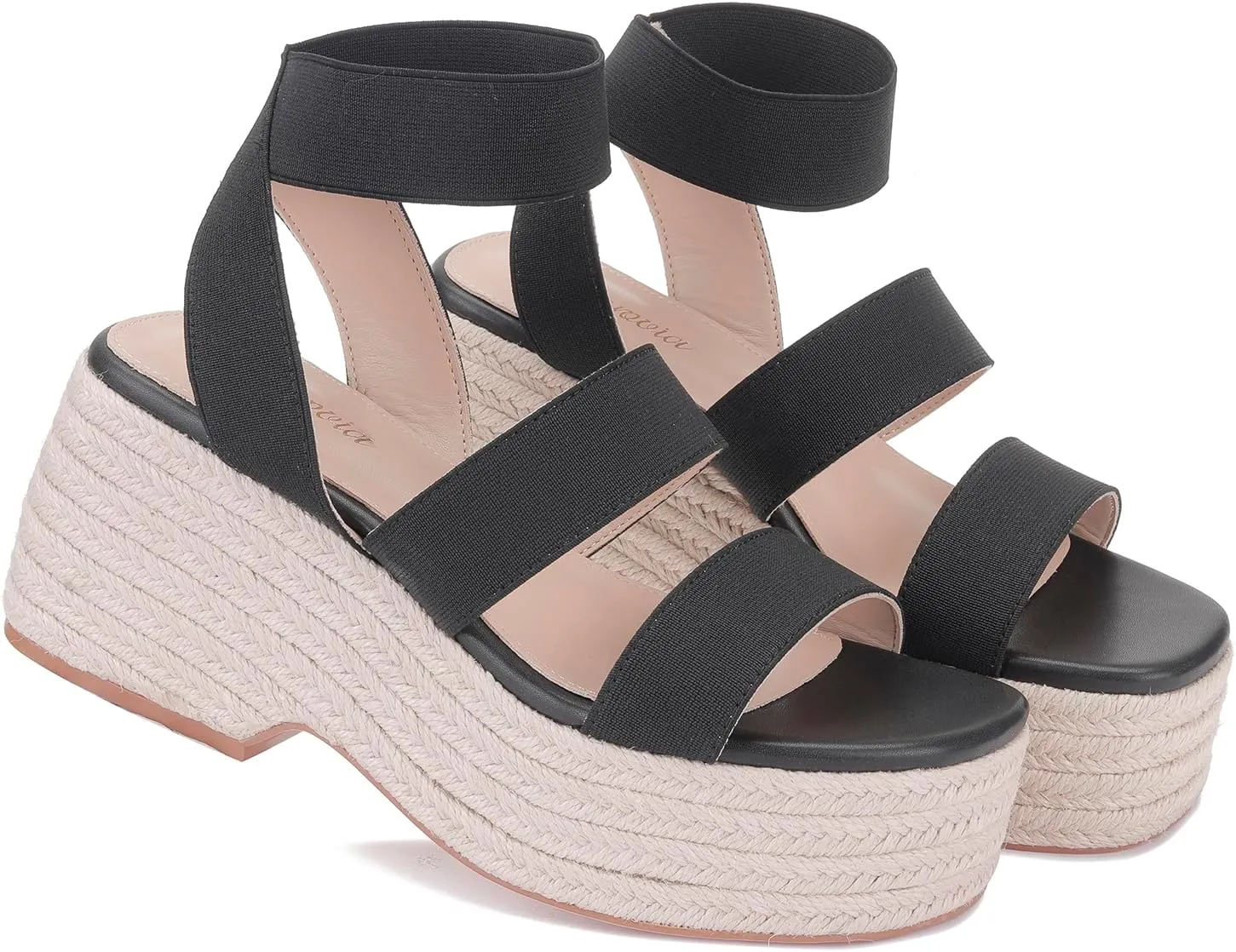 Monrovia Women's Platform Wedge Espadrille Sandals, Ankle Strap Beach Sandals