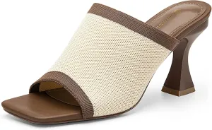 Mousse Fit Women Minimalist Square Toe Heeled Sandals, Women Sandal Shoes with Stiletto Heel