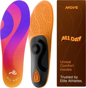 MOVE All Day Comfort Insole - Extra Plush Foam Insole for Stress Reduction on Feet, Knees, Back, Shock Absorbing, Walking, Foot Cushion, Comfort, Arch Support, and Work Boots (M5-5.5/WM6.5-7)