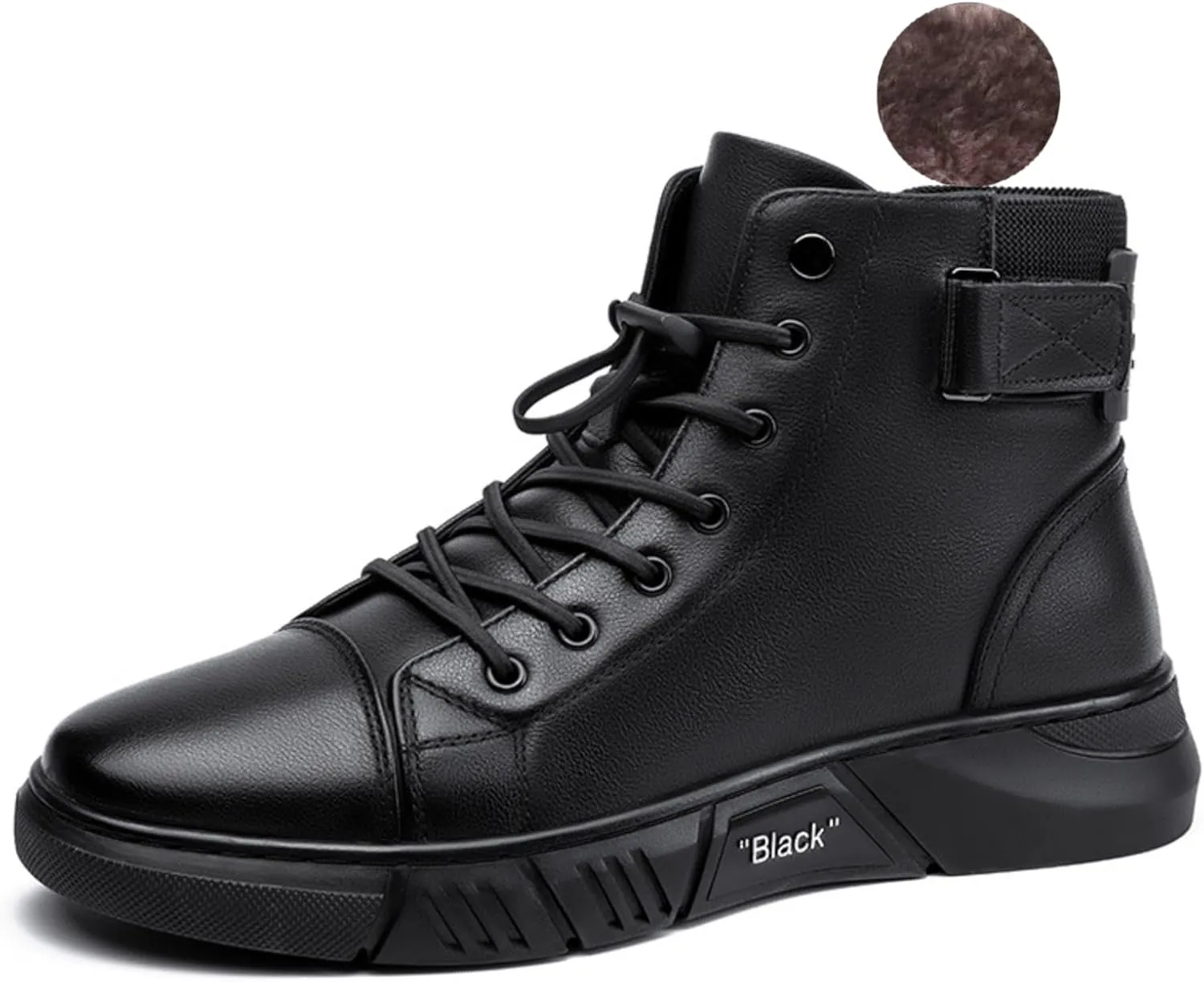 Myallfeet Men's Classic Italian High Top Cashmere Leather Boots Non-Slip Shock Absorber Side Zipper Business Ankle Boots Classic Fashion Casual Round Toe Leather Chukka Boots