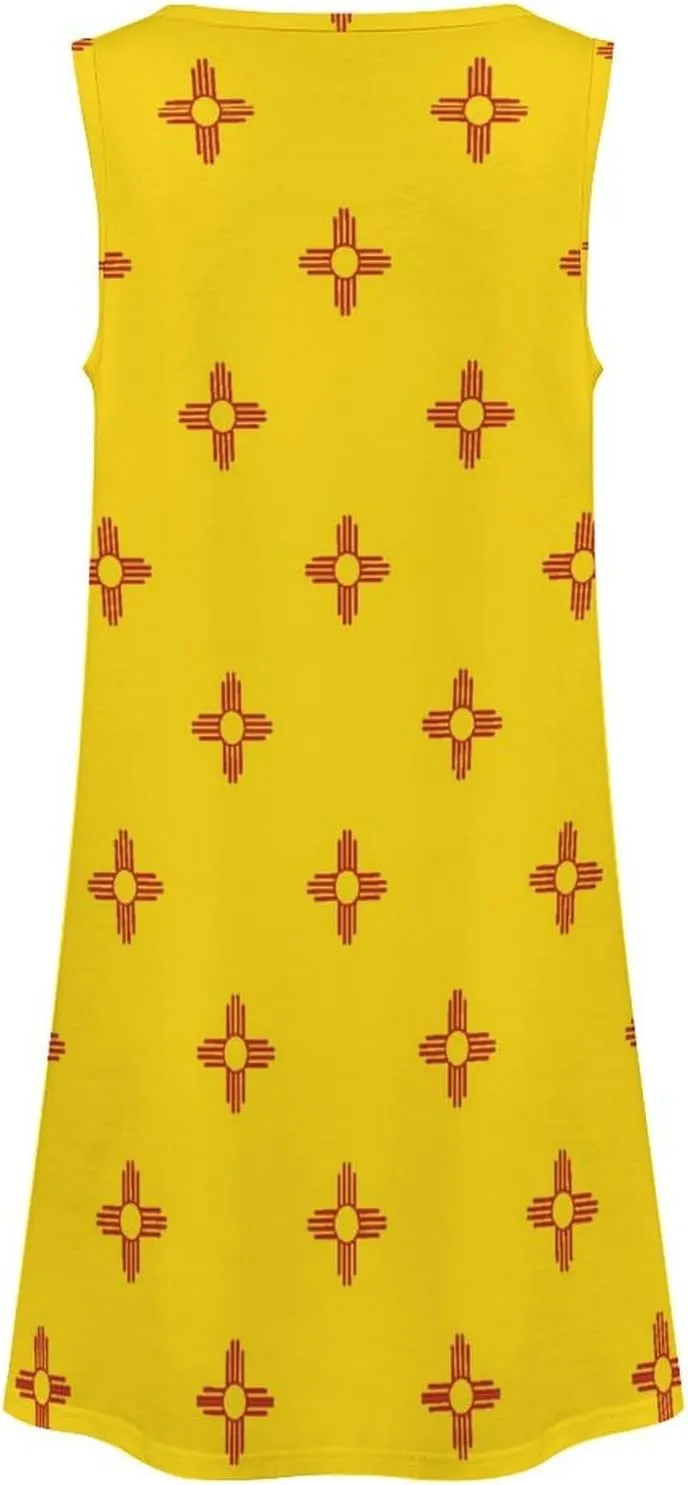 New Mexico Flag Women's Summer Dress Sleeveless Casual Loose Beach Vacation Tank Sundress