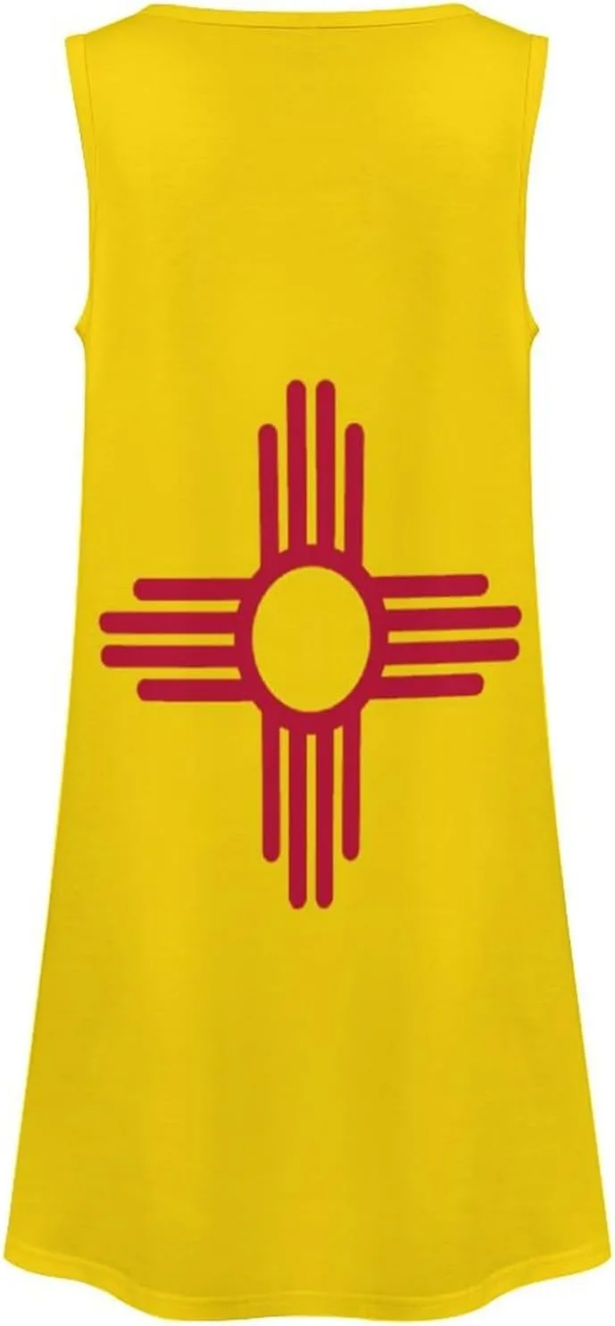 New Mexico State Flag Women's Summer Dress Sleeveless Casual Loose Beach Vacation Tank Sundress