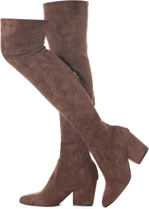 N.N.G Women Over the Knee Boots Thigh High Suede Block Winter Low Above Flat Long OTK Comfort Pointed toe