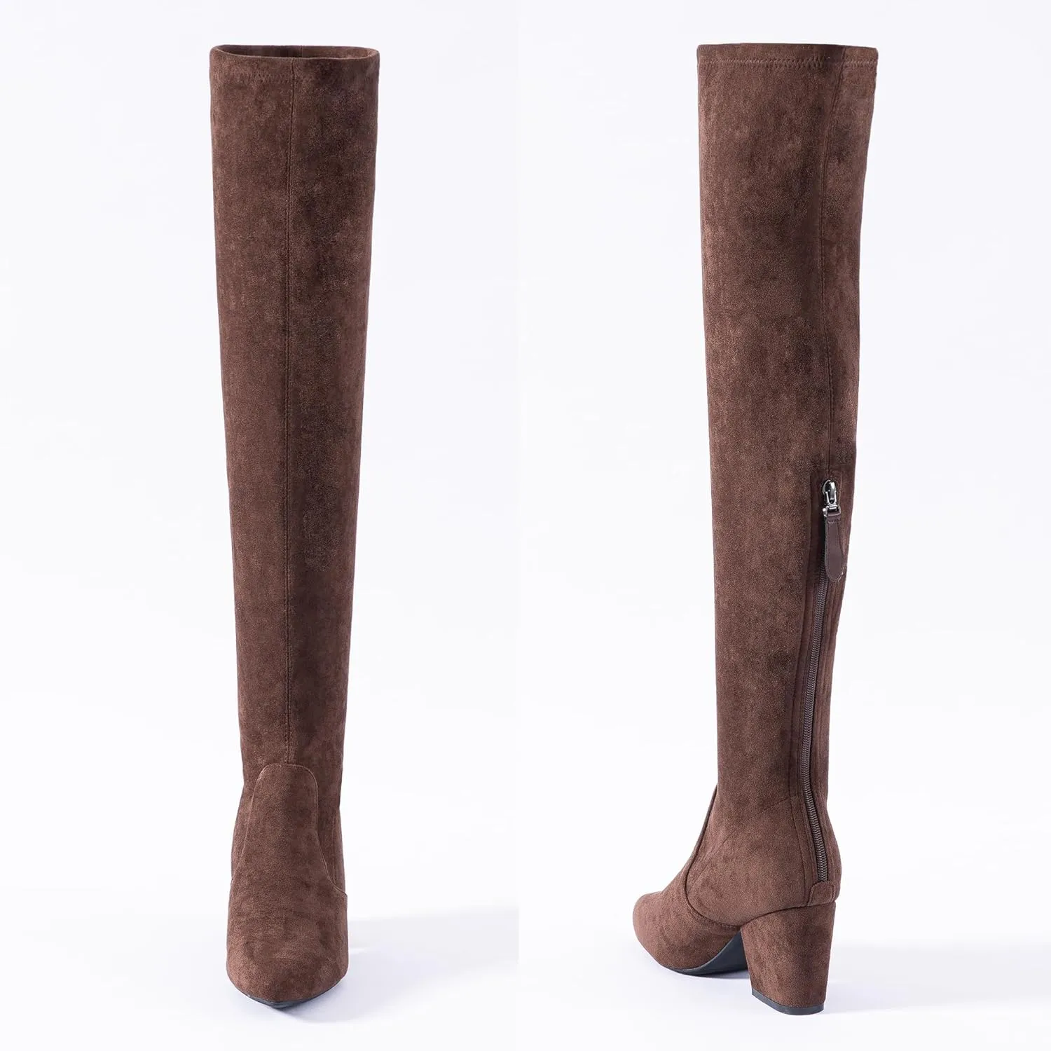 N.N.G Women Over the Knee Boots Thigh High Suede Block Winter Low Above Flat Long OTK Comfort Pointed toe