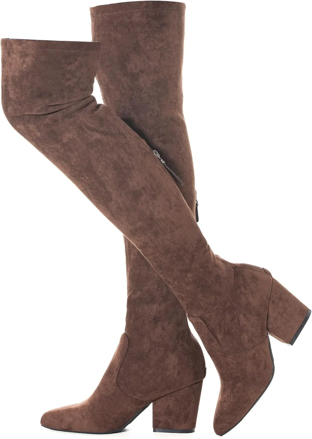 N.N.G Women Over the Knee Boots Thigh High Suede Block Winter Low Above Flat Long OTK Comfort Pointed toe
