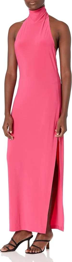 Norma Kamali Women's Halter Turtle Side Slit Gown