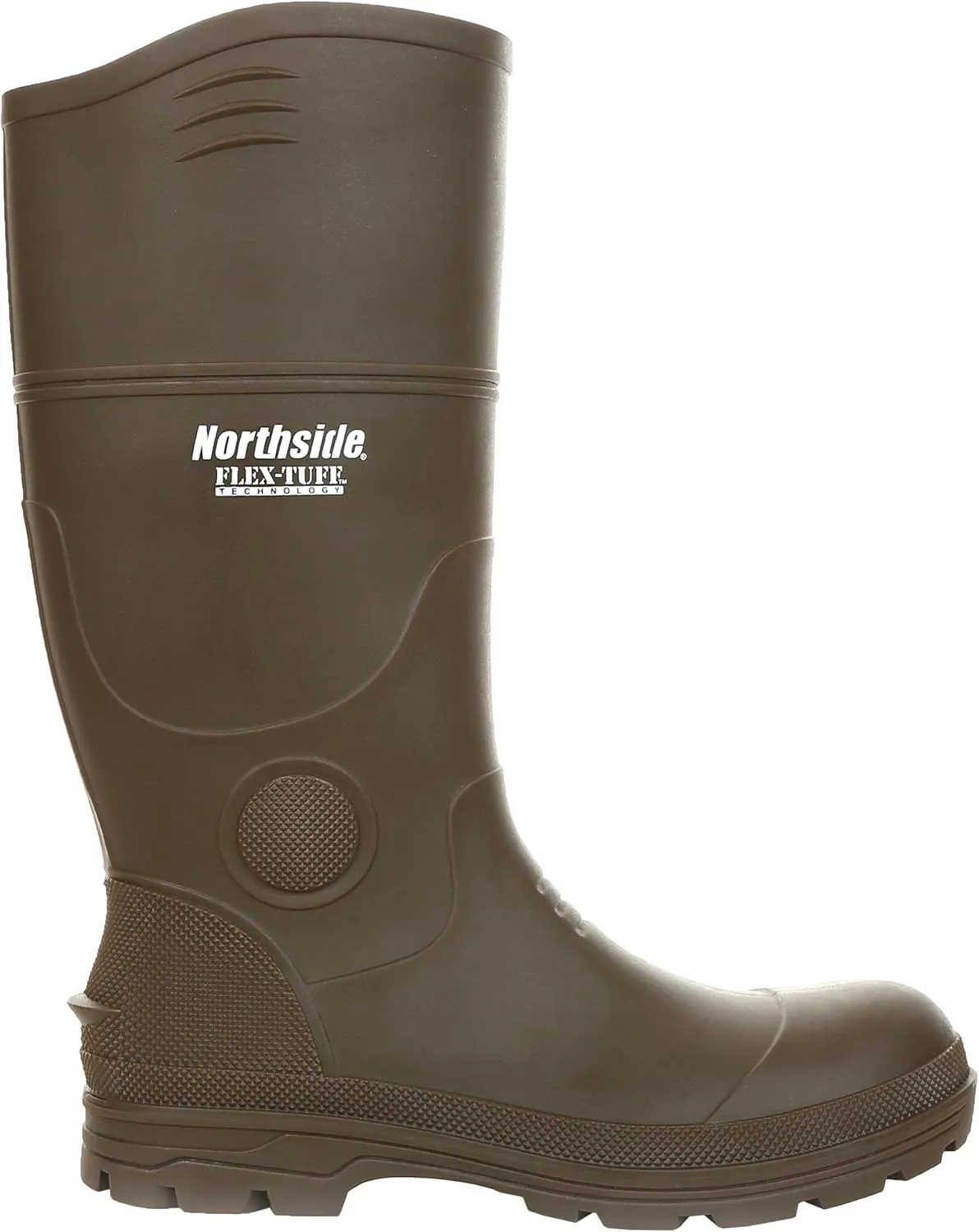 Northside Mens Walcot FLEX-TUFF Waterproof Rubber Boot- All-Day Comfort Cushioned Insole, Traction Outsole with Heel Kick, Dark Brown, 15