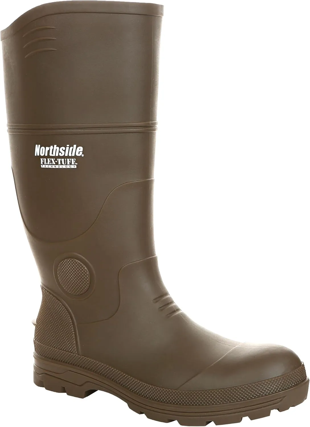 Northside Mens Walcot FLEX-TUFF Waterproof Rubber Boot- All-Day Comfort Cushioned Insole, Traction Outsole with Heel Kick, Dark Brown, 15