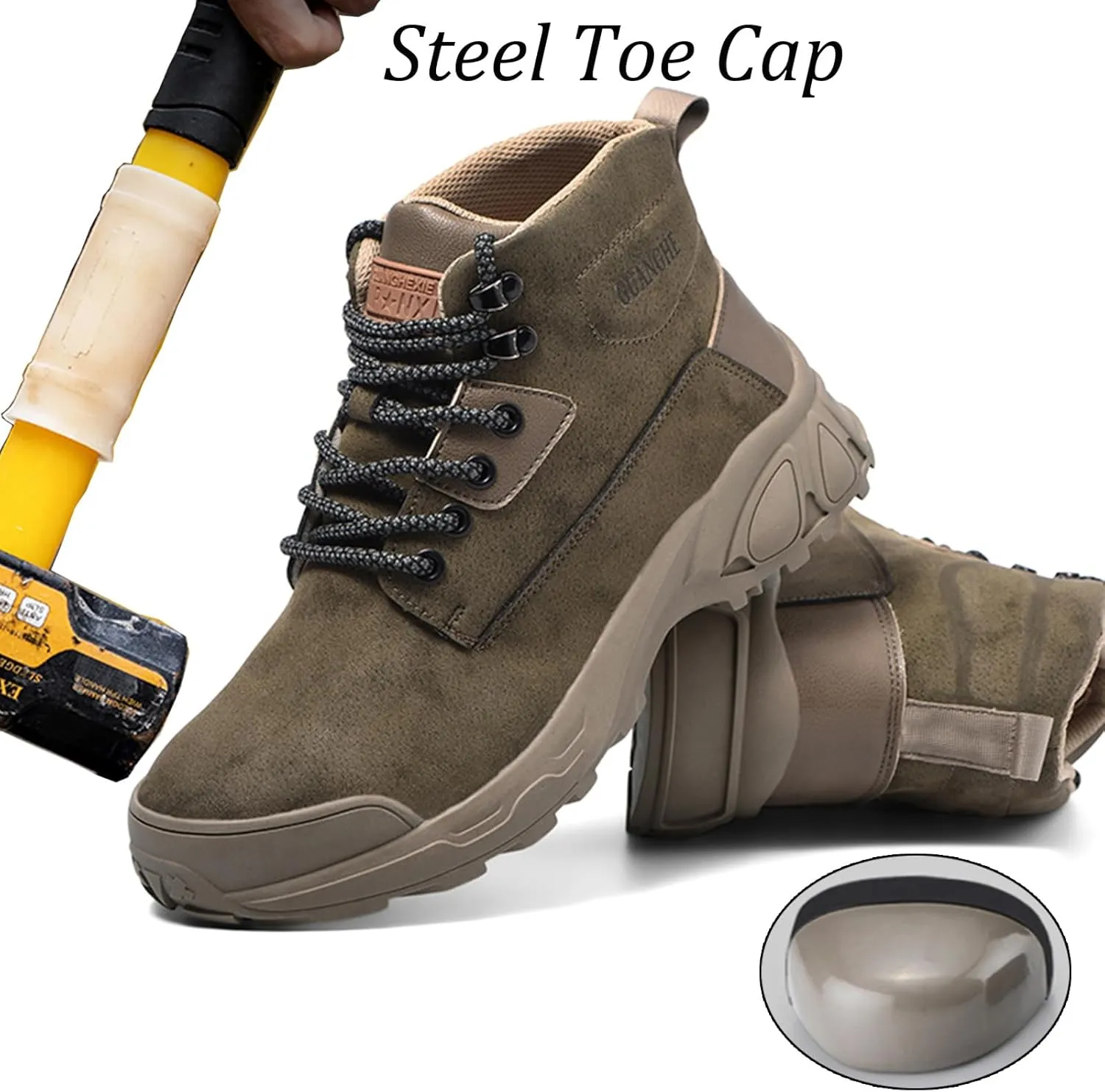 Nutropa Steel Toe Boots for Men Women, Lightweight Work & Safety Shoes Outdoor Protection Footwear Puncture Proof Industrial and Construction Shoes