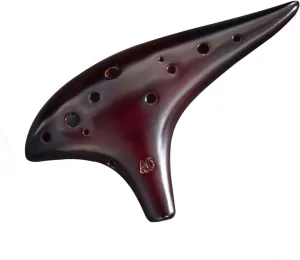 “Ocean Notes” 12 Hole Sweet Potato Ocarina Graceful Shape Pottery Ocarina in Alto C (Smoked Coffee)