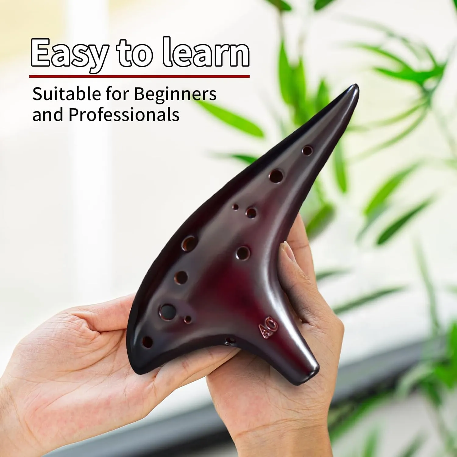“Ocean Notes” 12 Hole Sweet Potato Ocarina Graceful Shape Pottery Ocarina in Alto C (Smoked Coffee)