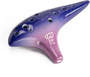 “Ocean Notes” 12 Hole Sweet Potato Ocarina Graceful Shape Pottery Ocarina in Alto C (Starry Purple)